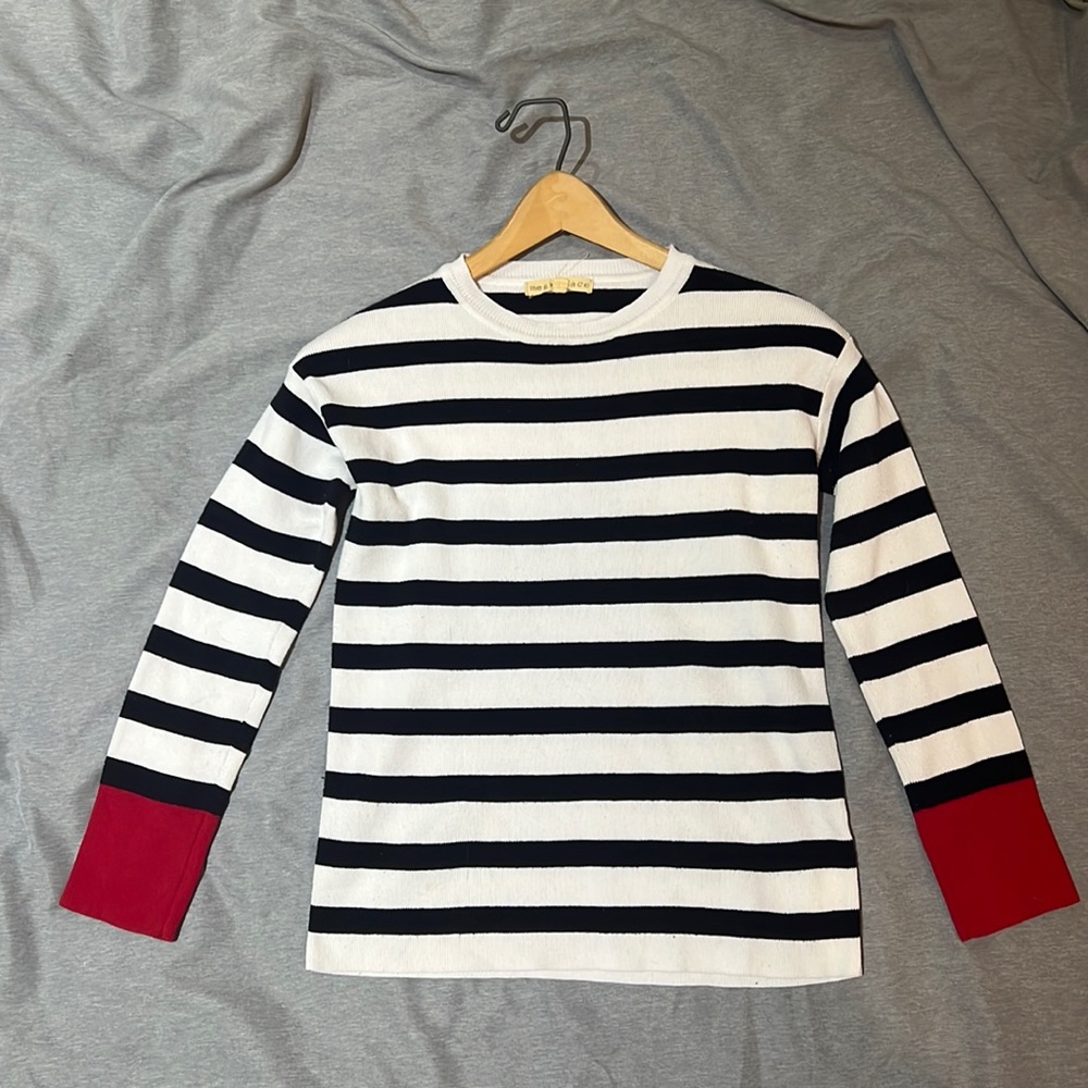 Mesh + Lace - Nautical‎ inspired Long Sleeve. Size XS